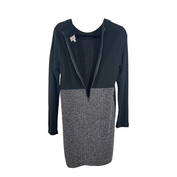 Lou & Grey Womens Size‎ S Sweater Dress Gray Black Long Slv Back Zip - Picture 3 of 6